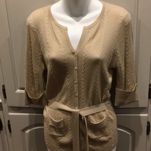 Light camel Faconnable lightweight cardigan.